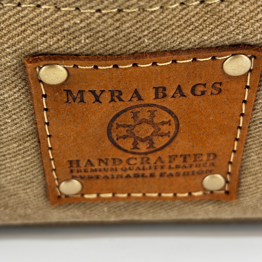 Myra Cartwright Hand Tooled Bag Women Large Tan White Cowhide Western Tote 14562 - Picture 8 of 13